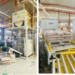 15KG Træpiller vejning påfyldning af sække Palleteringslinje er klar til levering